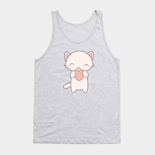 Kawaii Cute Cat With Heart T-Shirt Tank Top